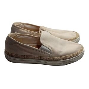Torrid Womens Slip On Espadrille Flats Cream Canvas Shoes Size 9WW